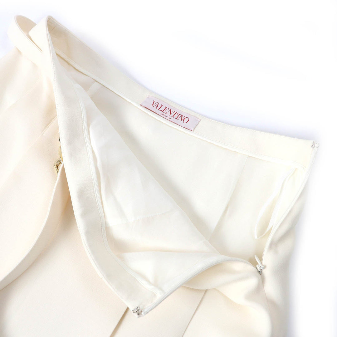 VALENTINO skirt 1B3RA8X51CF Outer: 65% wool, Outer: 35% silk, Lining: 91% rayon, Lining: 9% polyurethane Ivory Women 38 Used Authentic