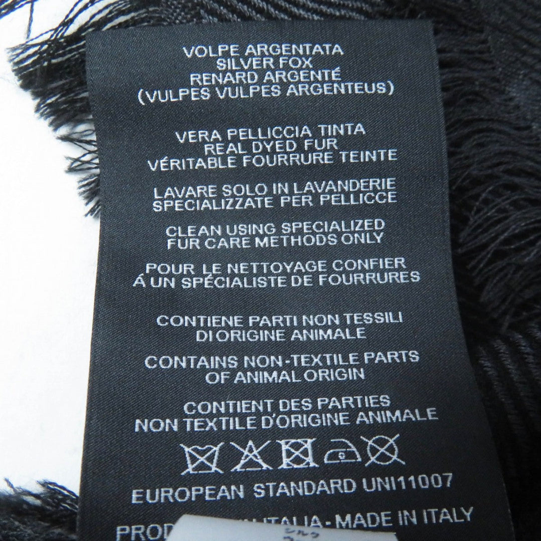 GUCCI scarf 355468 Main: 65% silk, Main: 35% wool, Leather part: fox black Women Used Authentic