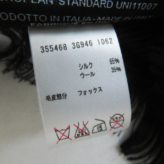 GUCCI scarf 355468 Main: 65% silk, Main: 35% wool, Leather part: fox black Women Used Authentic