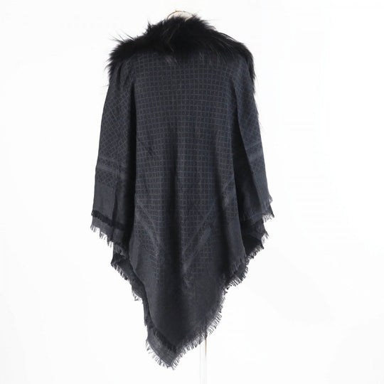 GUCCI scarf 355468 Main: 65% silk, Main: 35% wool, Leather part: fox black Women Used Authentic