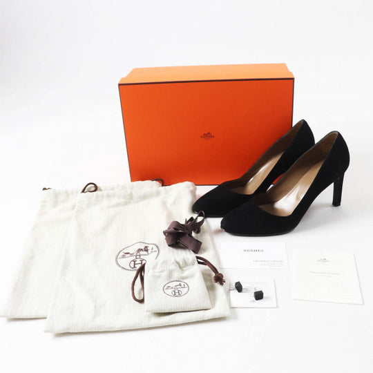 HERMES pumps 182017Z Suede leather black 36.5