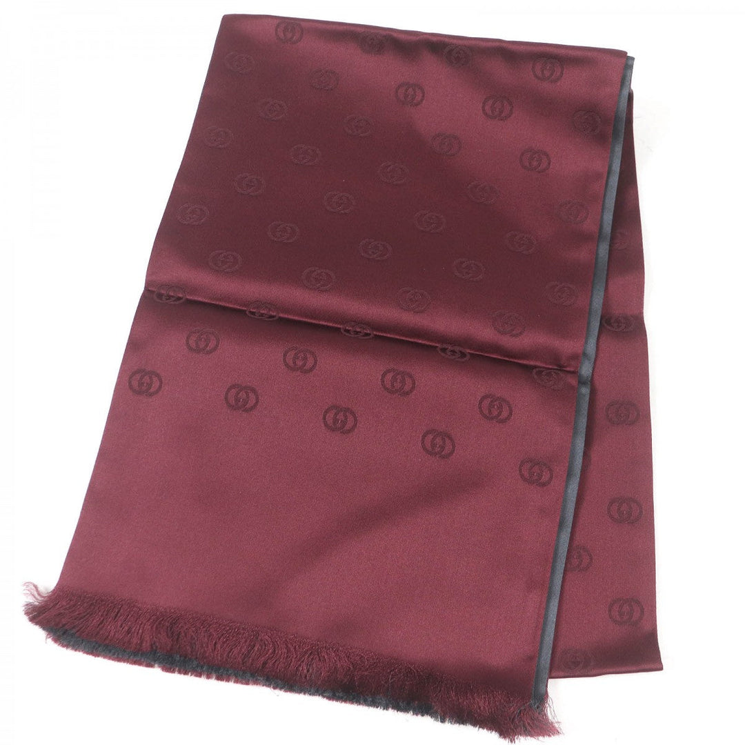 GUCCI Scarf Main: 100% silk Bordeaux mens Used Authentic