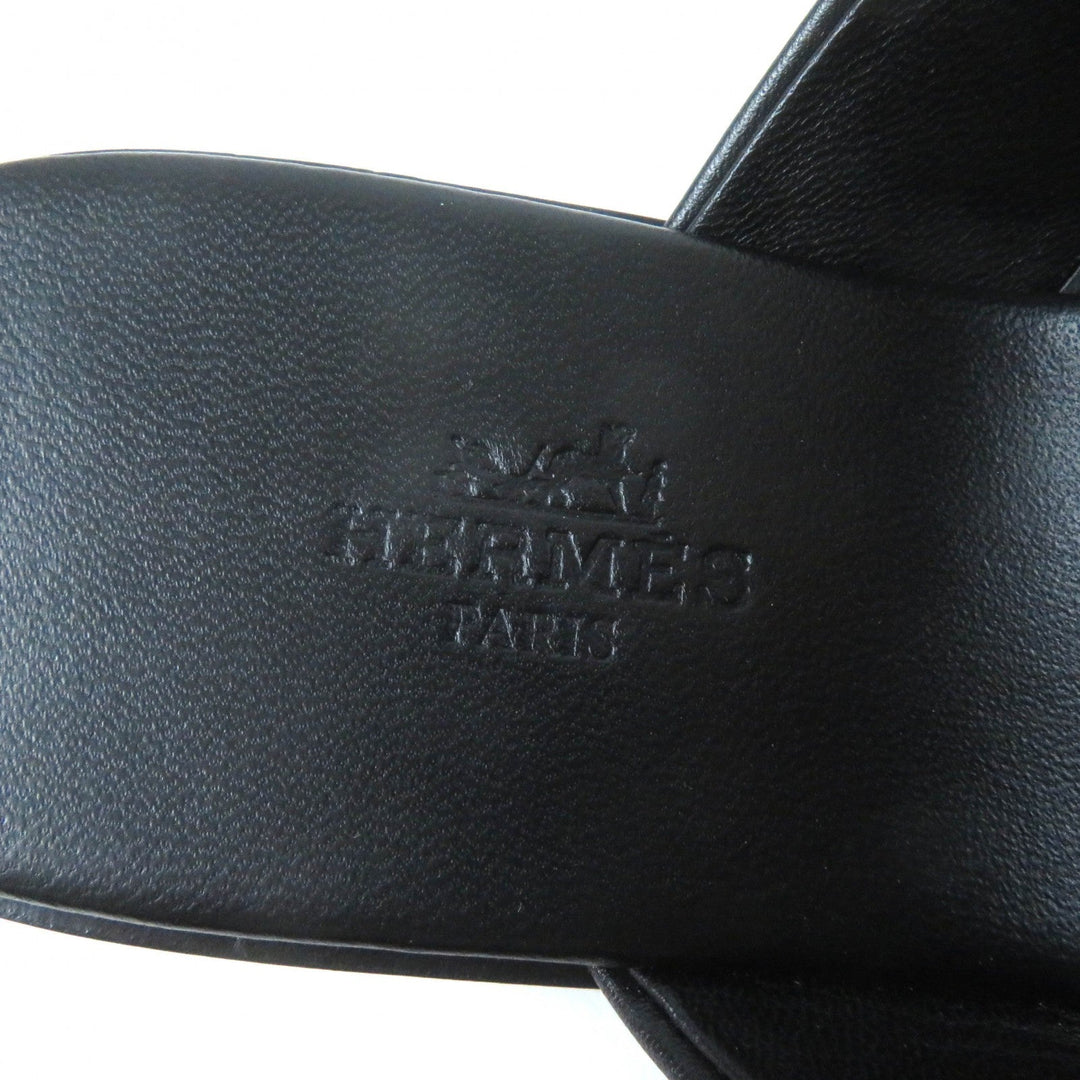 HERMES Sandals Main: Leather black Claire Women 37 Used Authentic