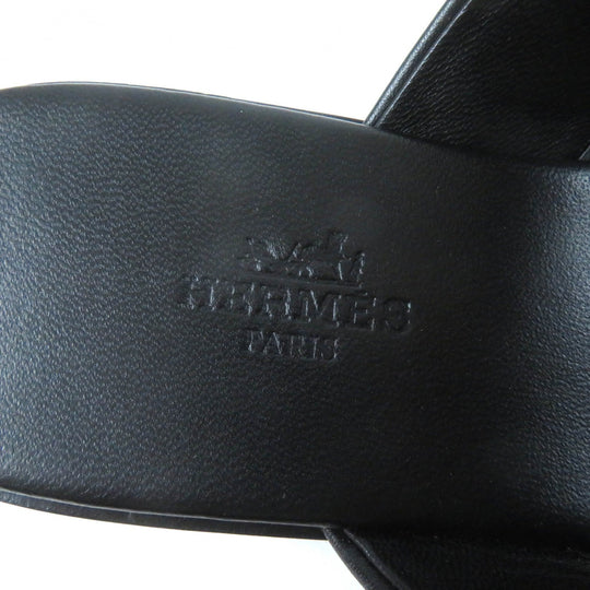 HERMES Sandals Main: Leather black Claire Women 37 Used Authentic