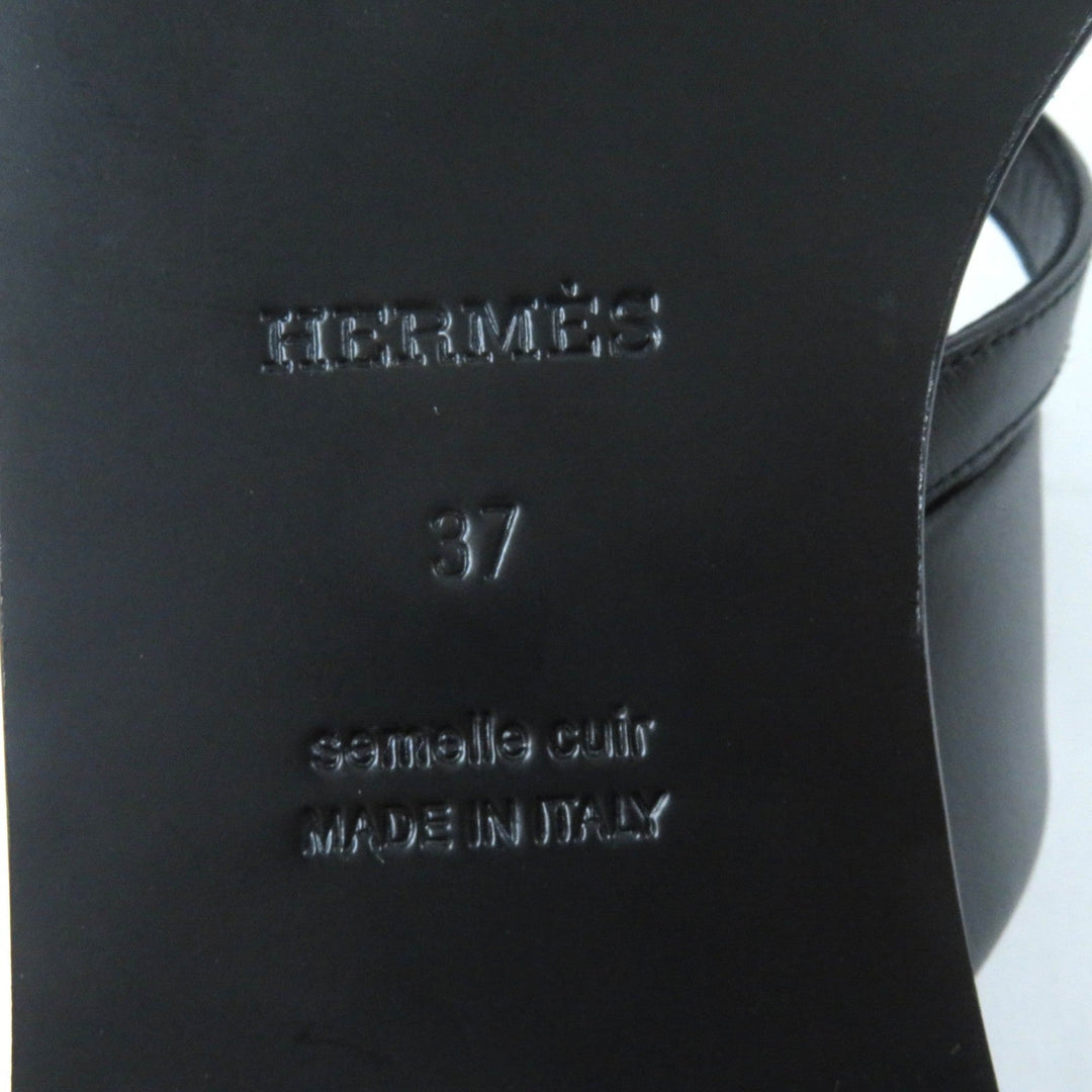HERMES Sandals Main: Leather black Claire Women 37 Used Authentic