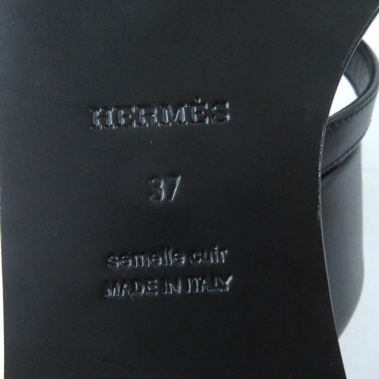 HERMES Sandals Main: Leather black Claire Women 37 Used Authentic