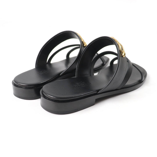HERMES Sandals Main: Leather black Claire Women 37 Used Authentic