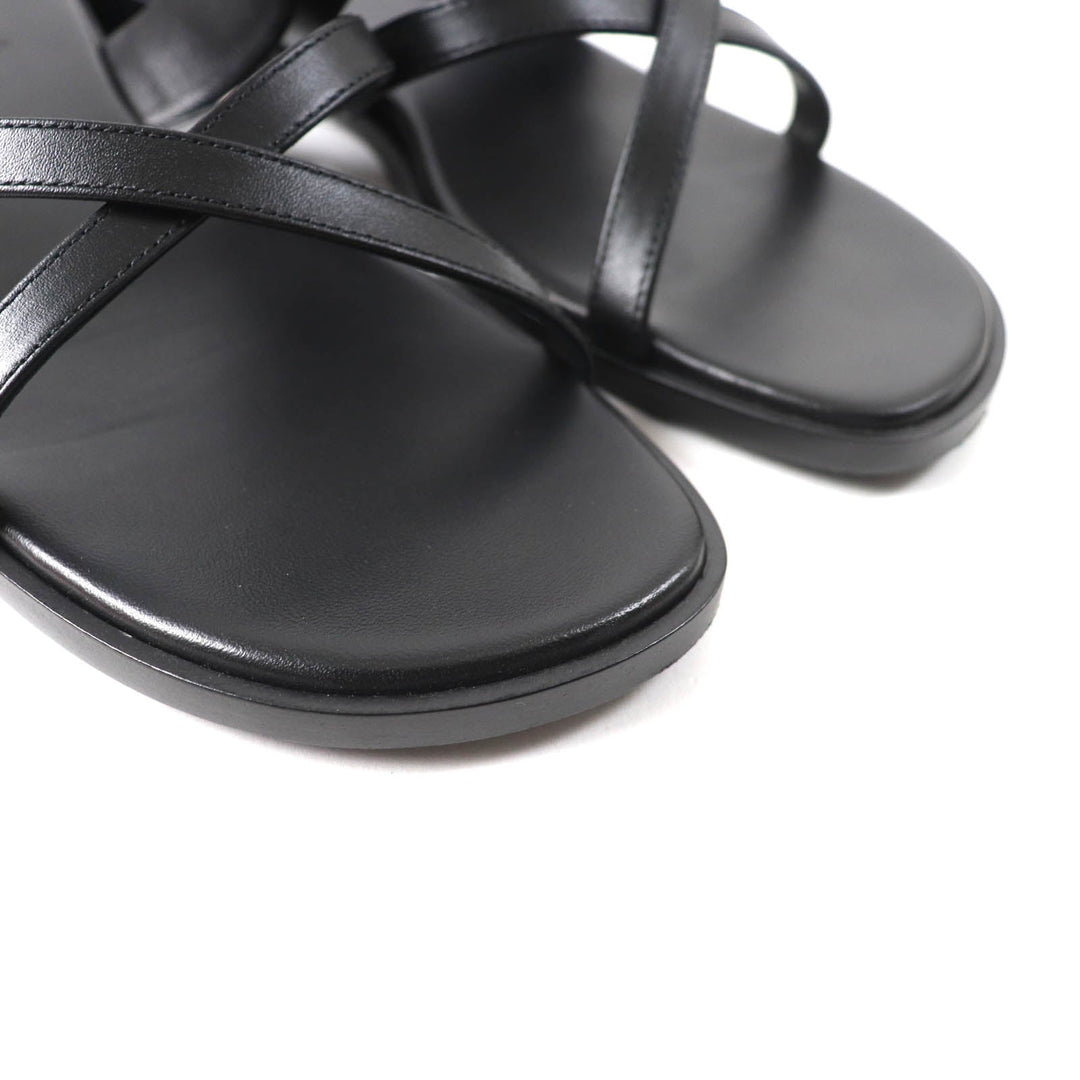 HERMES Sandals Main: Leather black Claire Women 37 Used Authentic