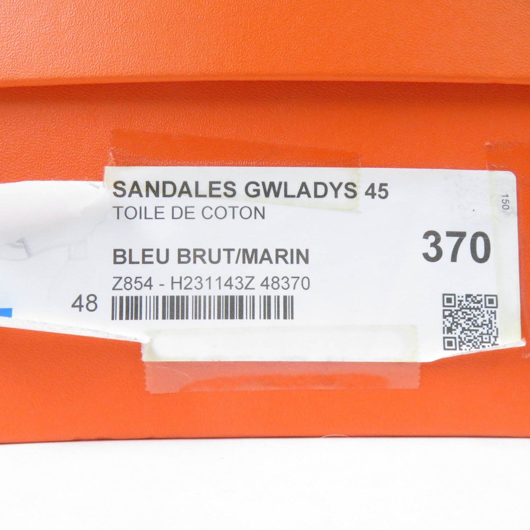 HERMES Sandals Denim, Leather Indigo Mule Women 37 Used Authentic