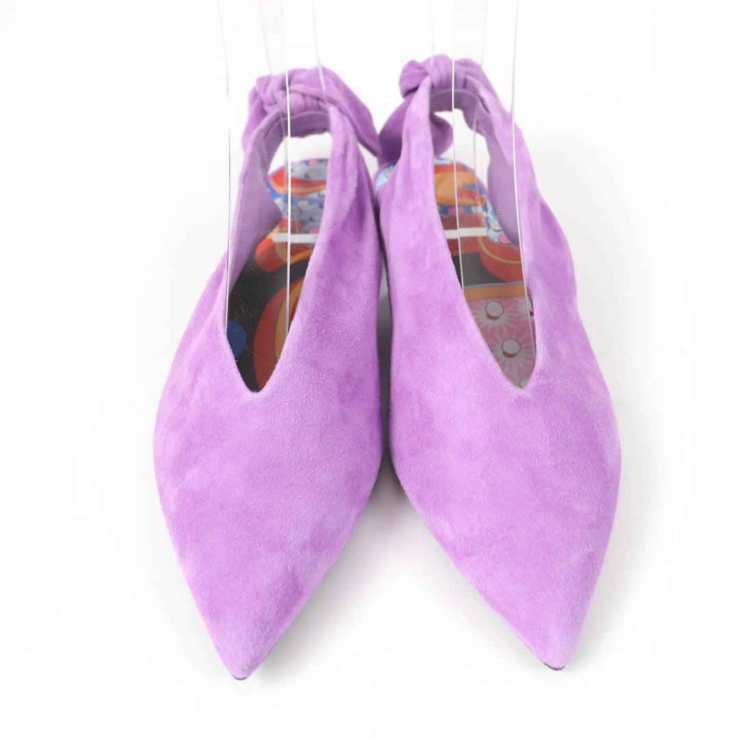 HERMES pumps Main: Suede leather purple Eva Women 37 Used Authentic