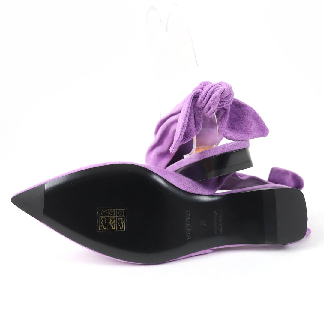 HERMES pumps Main: Suede leather purple Eva Women 37 Used Authentic