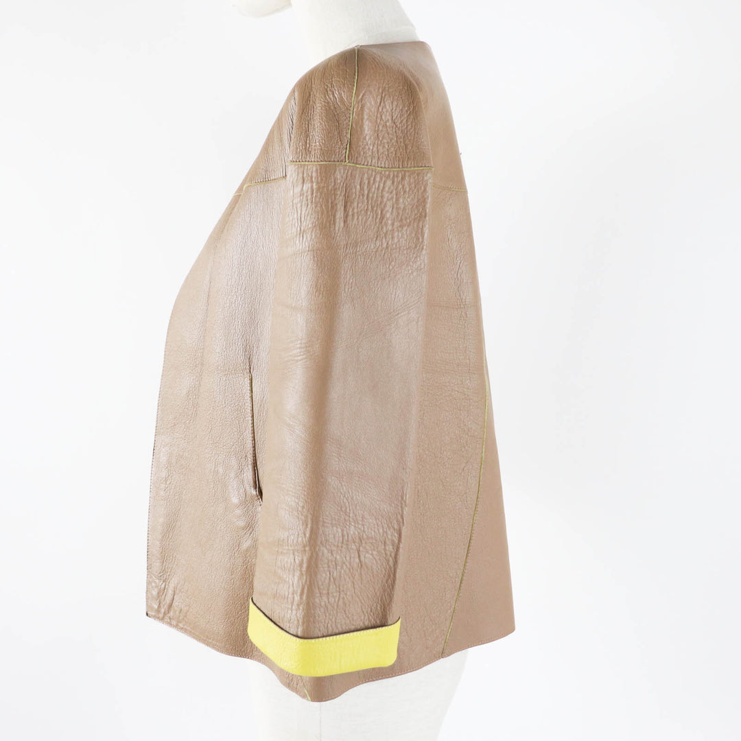 MARNI No color jacket IMXD22RYOLA175 Main: Sheep leather Beige yellow Women 38 Used Authentic