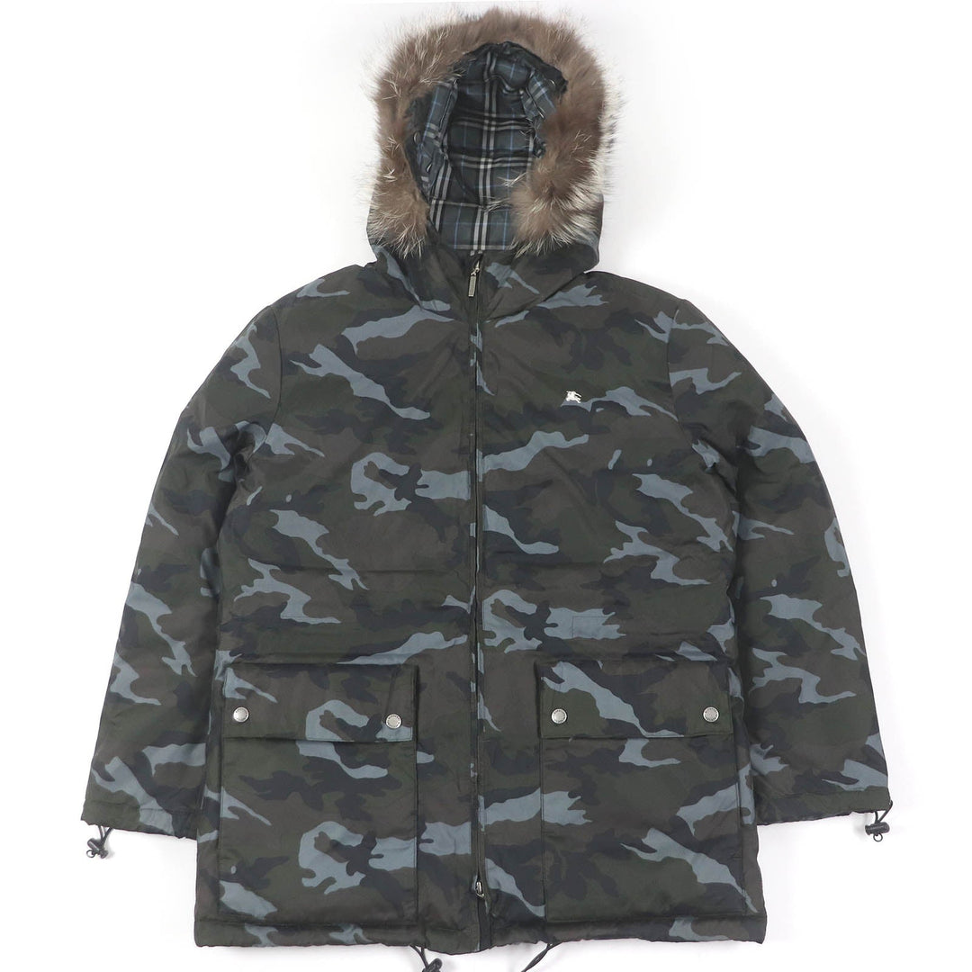 BURBERRY BLACK LABEL Down jacket Main: 100% nylon, lining: polyester, lining: cupra, sleeve lining: cupra, padding: 95% down Khaki type mens M Used Authentic