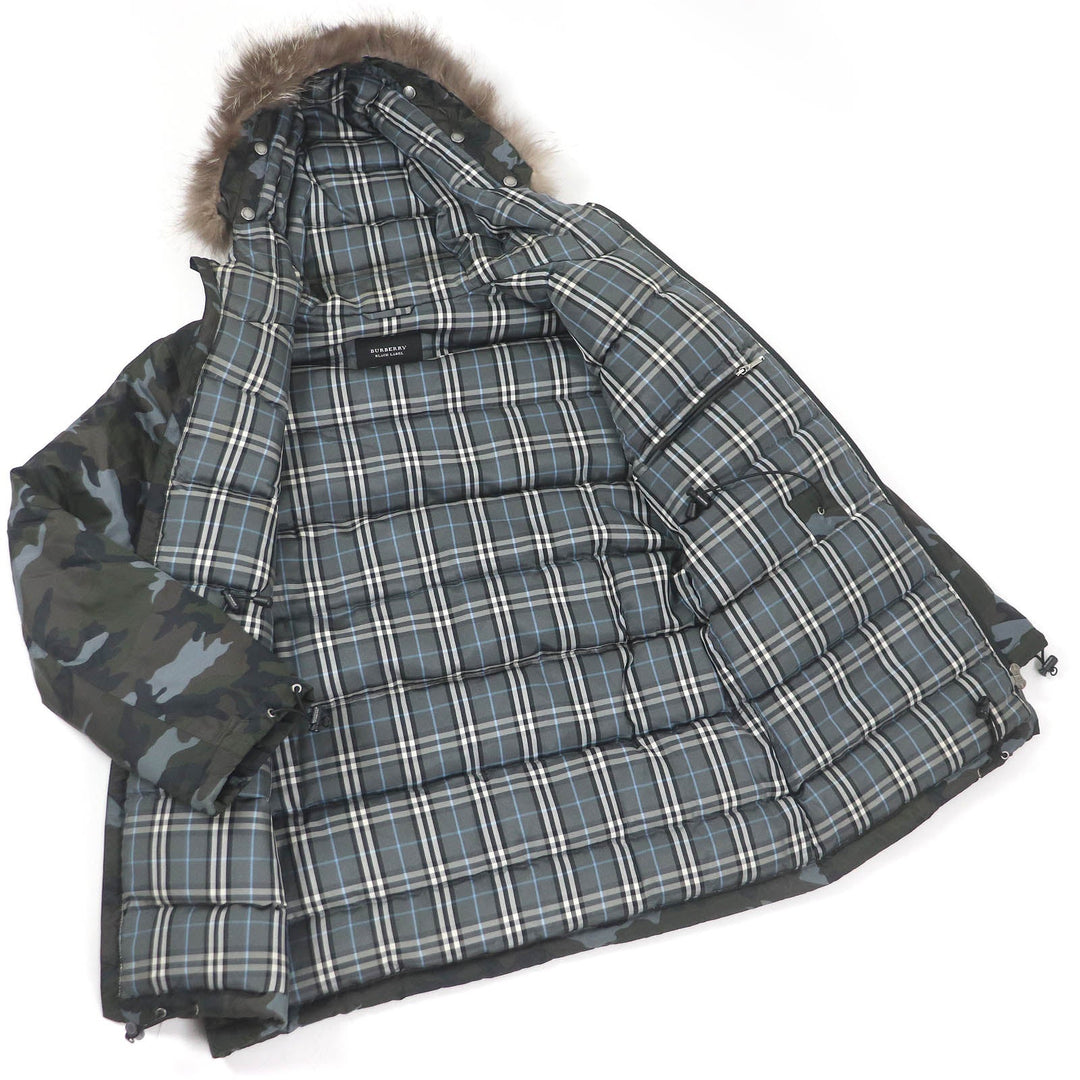 BURBERRY BLACK LABEL Down jacket Main: 100% nylon, lining: polyester, lining: cupra, sleeve lining: cupra, padding: 95% down Khaki type mens M Used Authentic