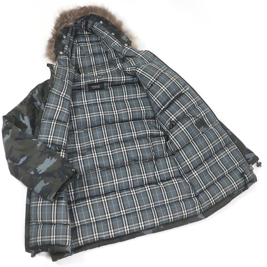 BURBERRY BLACK LABEL Down jacket Main: 100% nylon, lining: polyester, lining: cupra, sleeve lining: cupra, padding: 95% down Khaki type mens M Used Authentic