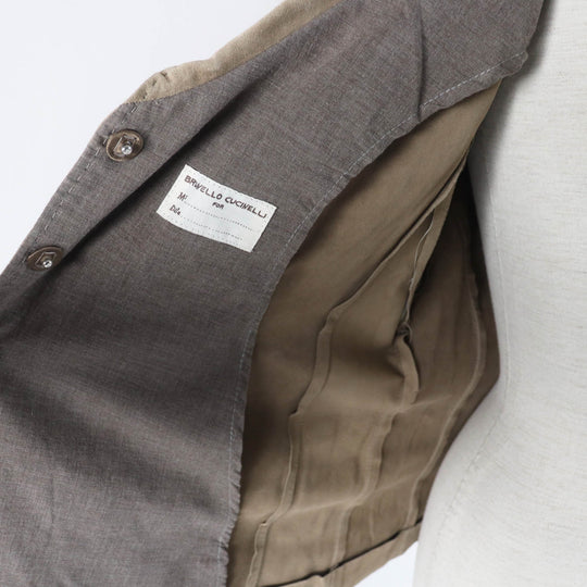 Brunello Cucinelli Jacket leather, otton Beige Women 44 Used Authentic