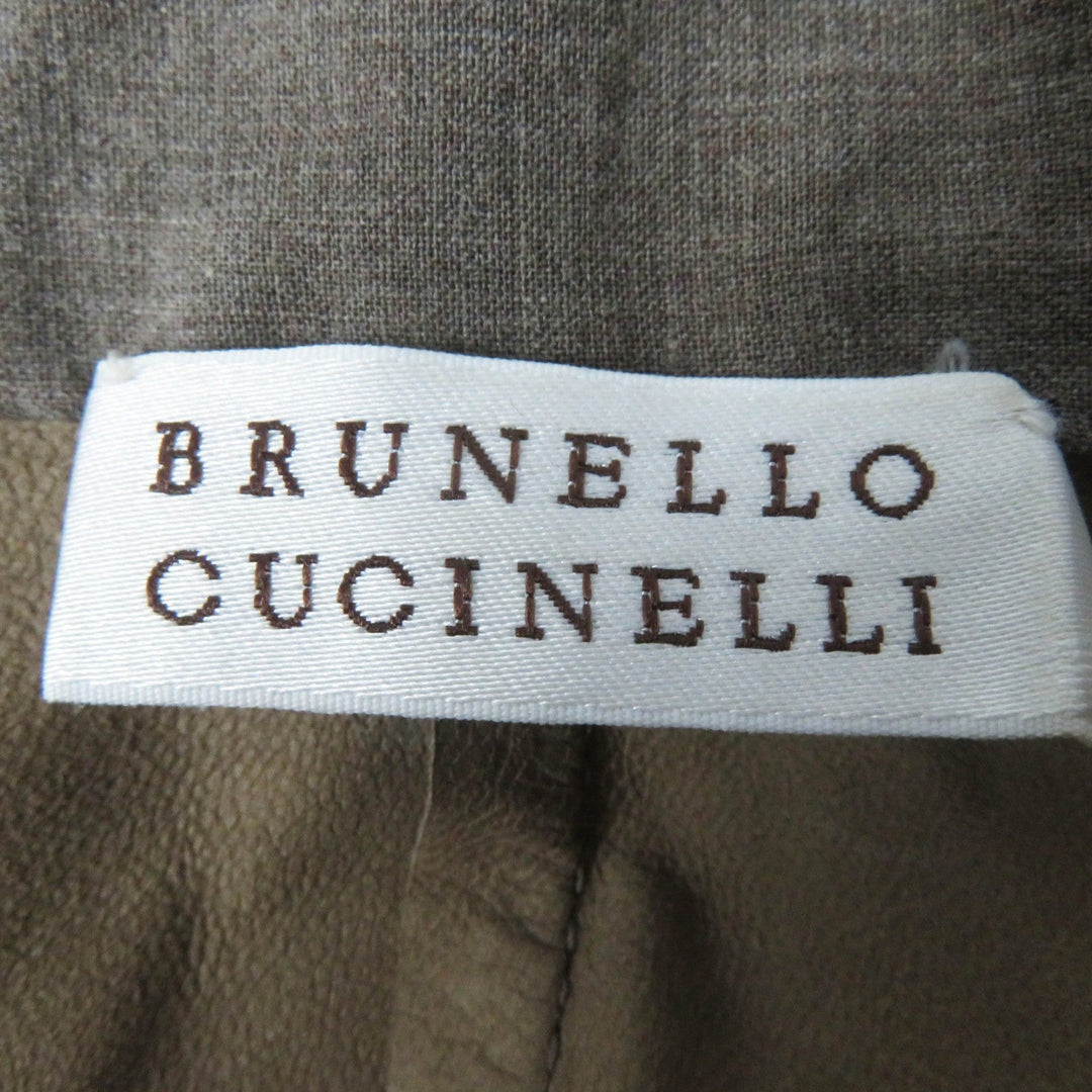 Brunello Cucinelli Jacket leather, otton Beige Women 44 Used Authentic