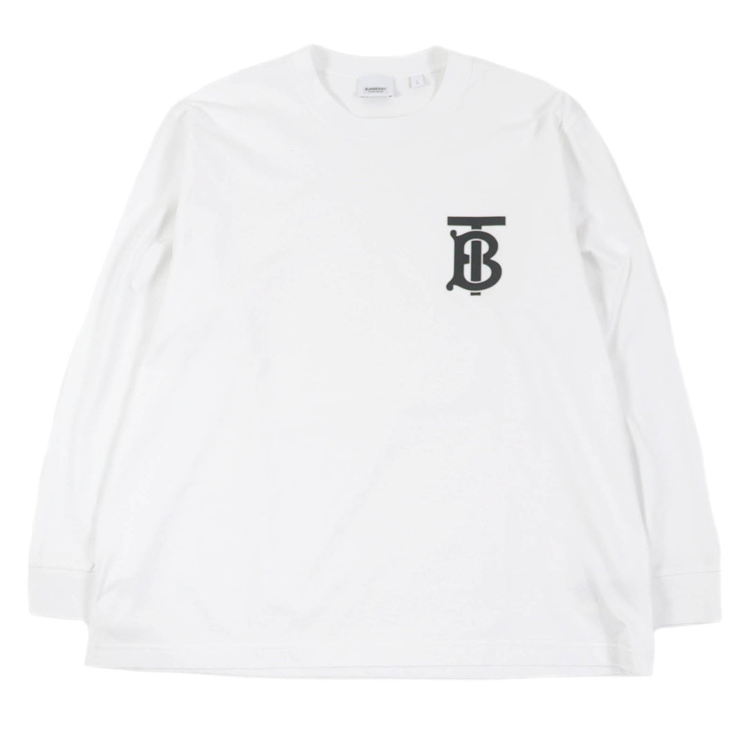 BURBERRY Long-sleeved T-shirt 8024600 Main: 100% cotton, Main: 97% cotton, Main: 3% elastane white mens L Used Authentic