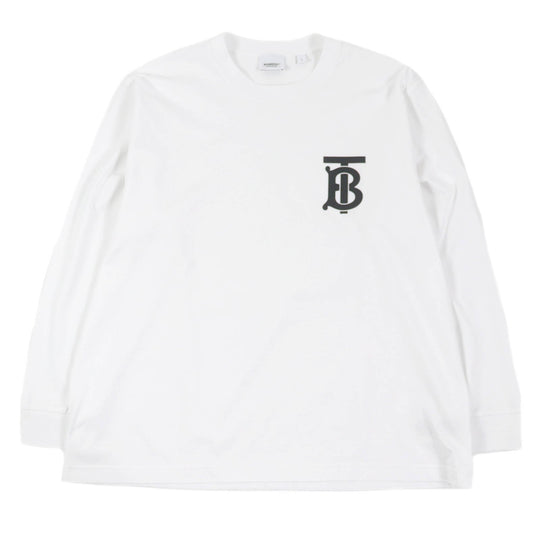 BURBERRY Long-sleeved T-shirt 8024600 Main: 100% cotton, Main: 97% cotton, Main: 3% elastane white mens L Used Authentic