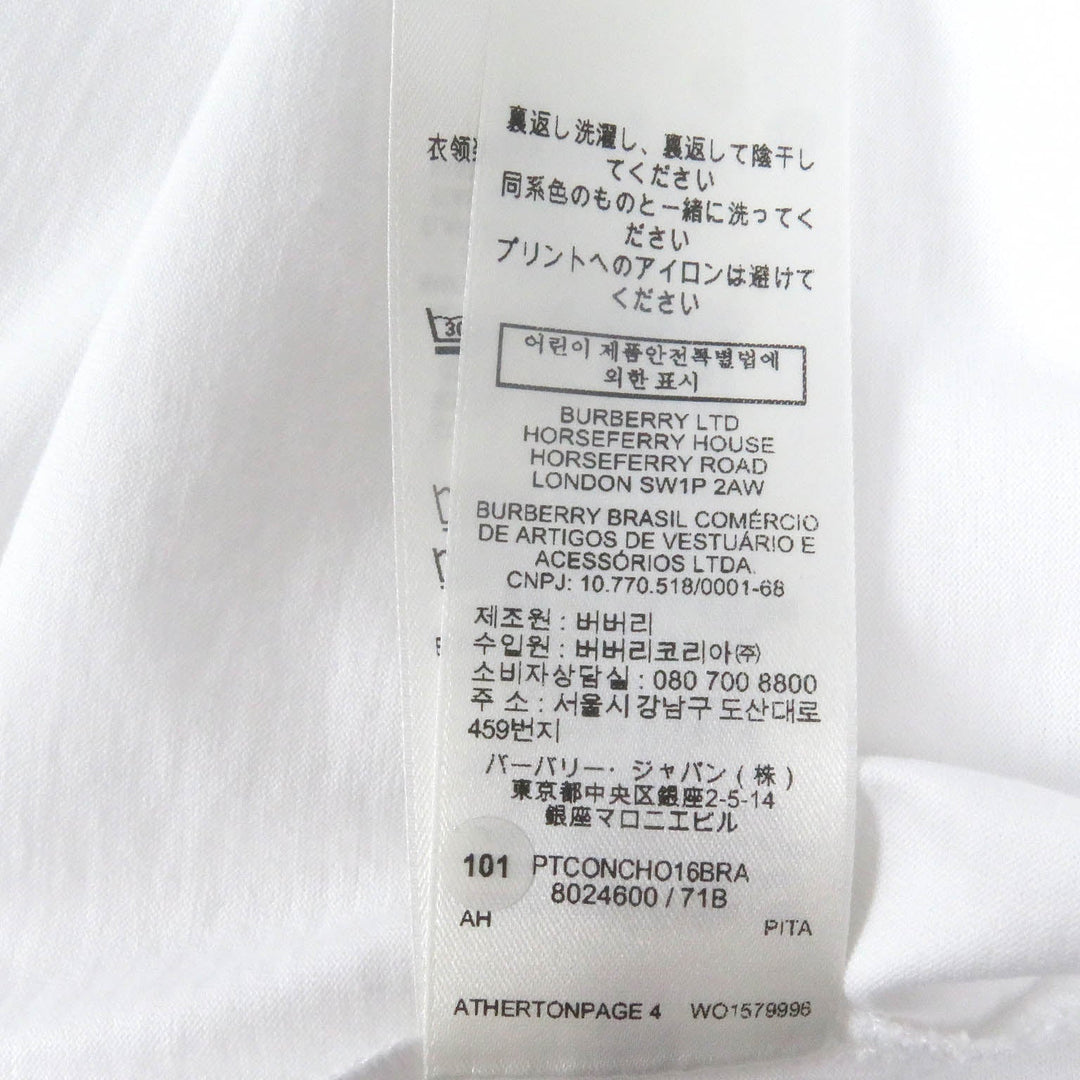 BURBERRY Long-sleeved T-shirt 8024600 Main: 100% cotton, Main: 97% cotton, Main: 3% elastane white mens L Used Authentic