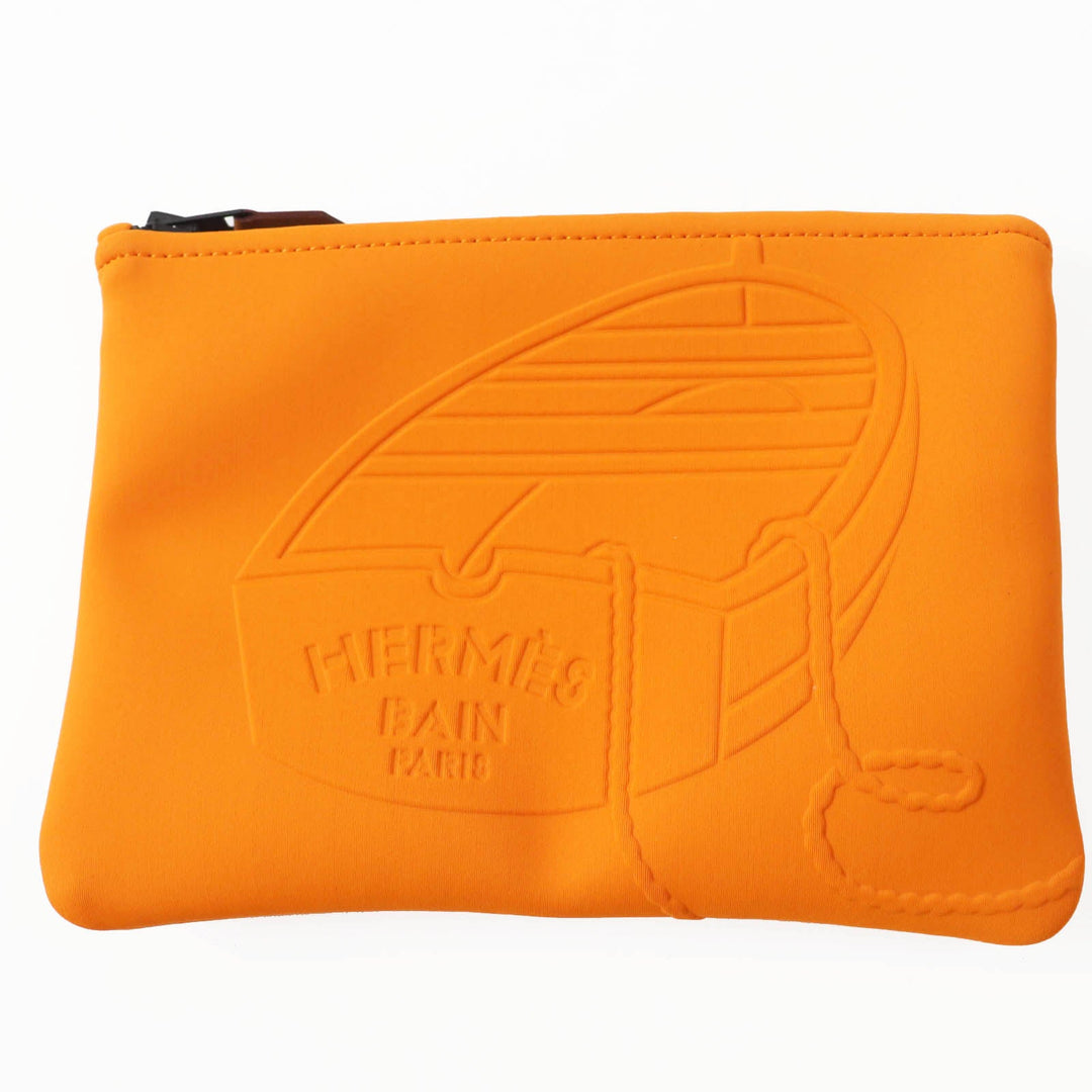 HERMES Pouch Main: Polyamide, Main: Elastane, Lining: Cotton, Part: Leather Orange Neoban Thalassa PM Women Used Authentic
