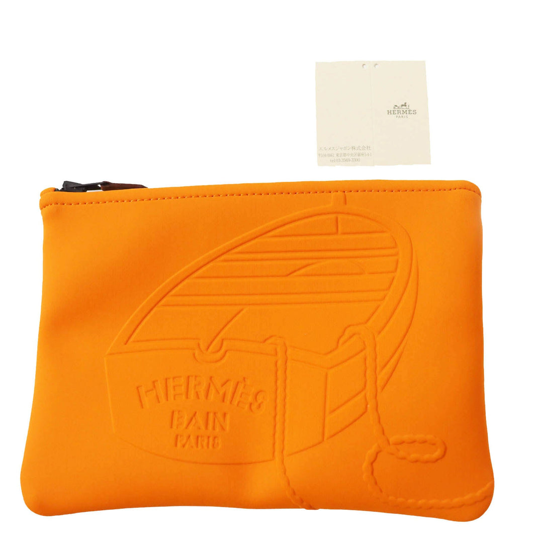 HERMES Pouch Main: Polyamide, Main: Elastane, Lining: Cotton, Part: Leather Orange Neoban Thalassa PM Women Used Authentic