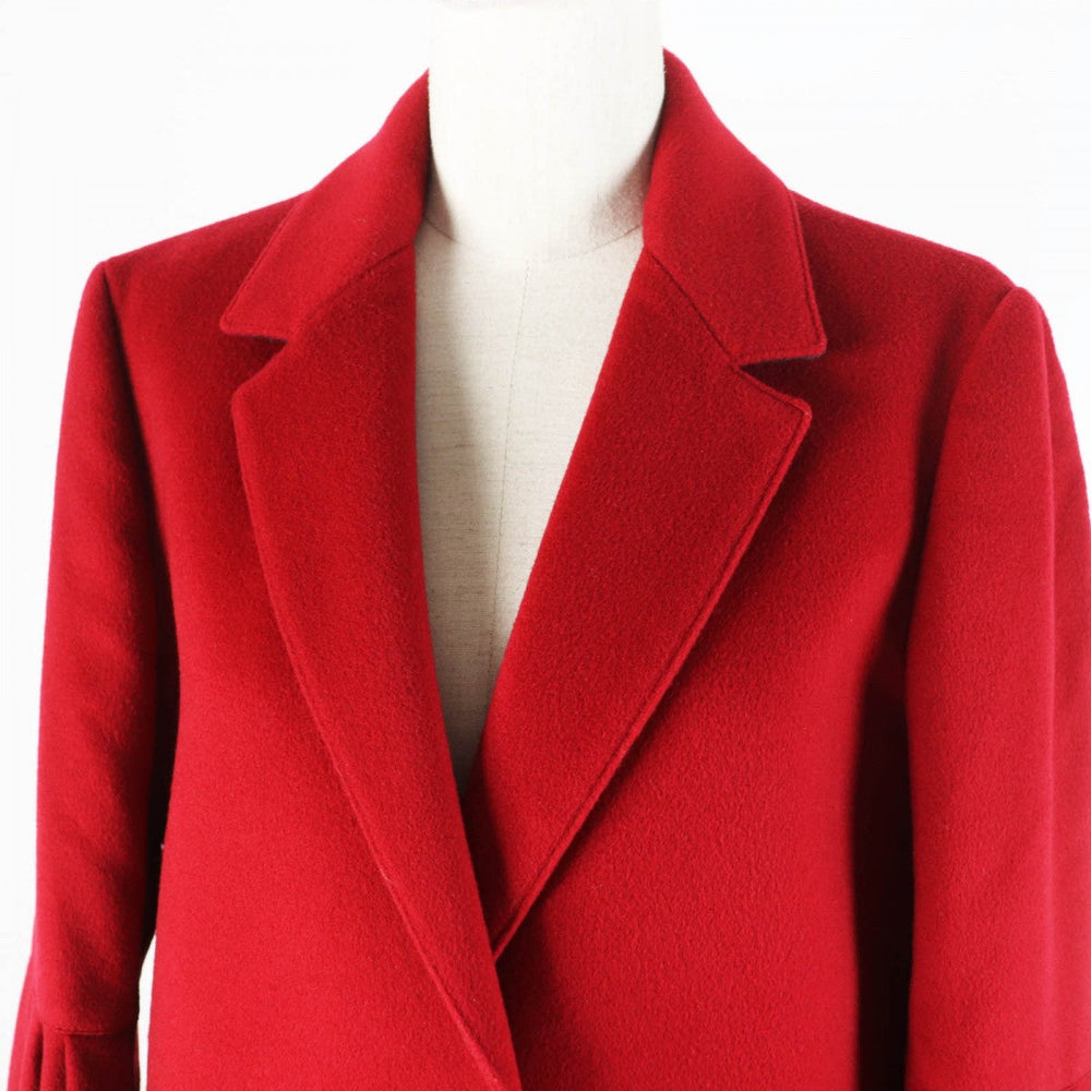 BURBERRY coat Outer: 80% wool, Outer: 20% cashmere, Lining: 50% acetate, Lining: 50% viscose (rayon), Part: 100% viscose (rayon) Red Women 40 Used Authentic