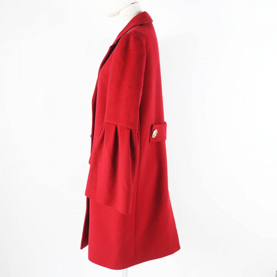 BURBERRY coat Outer: 80% wool, Outer: 20% cashmere, Lining: 50% acetate, Lining: 50% viscose (rayon), Part: 100% viscose (rayon) Red Women 40 Used Authentic
