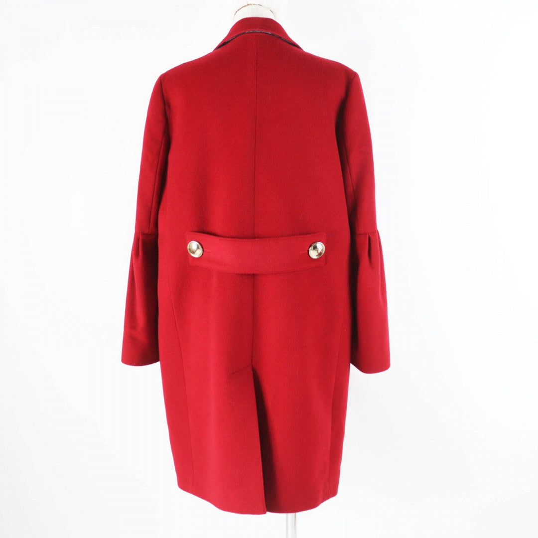 BURBERRY coat Outer: 80% wool, Outer: 20% cashmere, Lining: 50% acetate, Lining: 50% viscose (rayon), Part: 100% viscose (rayon) Red Women 40 Used Authentic