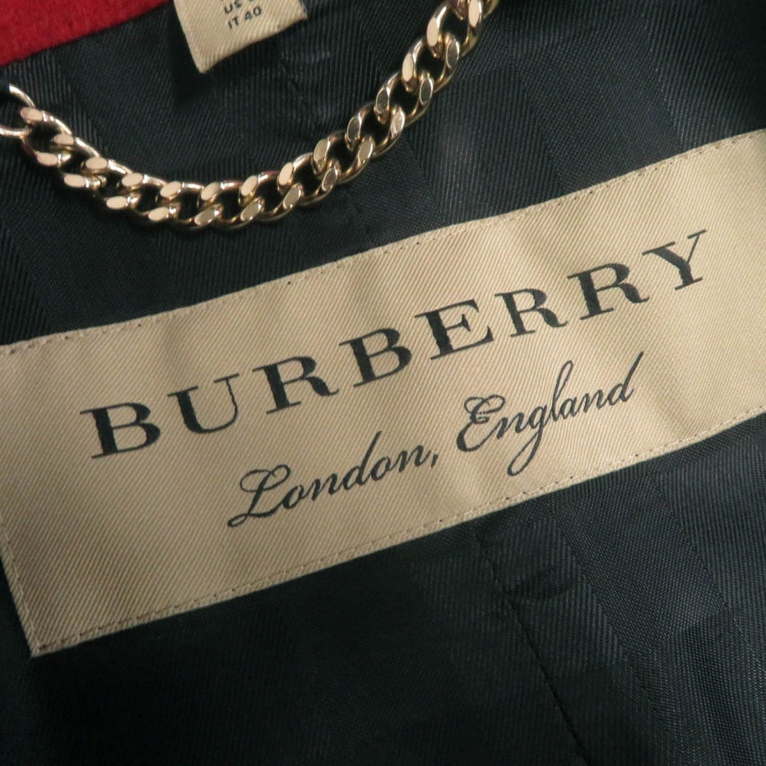 BURBERRY coat Outer: 80% wool, Outer: 20% cashmere, Lining: 50% acetate, Lining: 50% viscose (rayon), Part: 100% viscose (rayon) Red Women 40 Used Authentic
