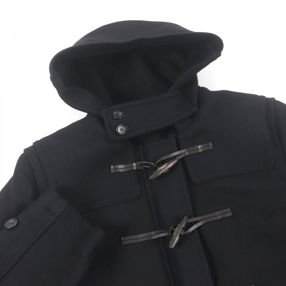 COACH Duffel coat Outer material: 78% wool, Outer material: 22% nylon, Lining: 100% cupra, Leather part: cowhide black mens L Used Authentic