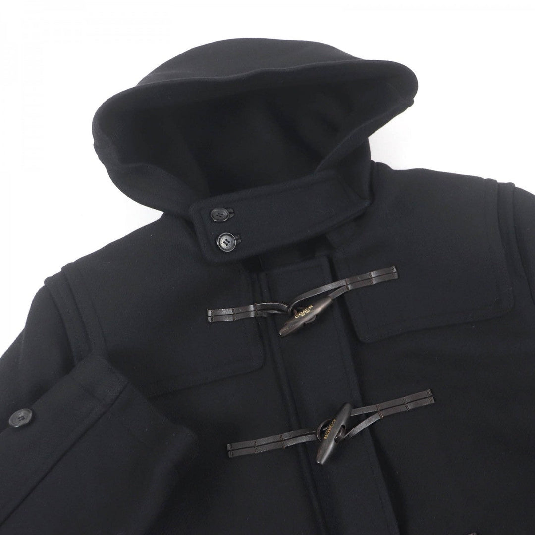 COACH Duffel coat Outer material: 78% wool, Outer material: 22% nylon, Lining: 100% cupra, Leather part: cowhide black mens L Used Authentic