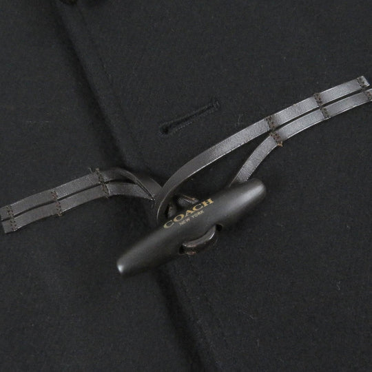 COACH Duffel coat Outer material: 78% wool, Outer material: 22% nylon, Lining: 100% cupra, Leather part: cowhide black mens L Used Authentic