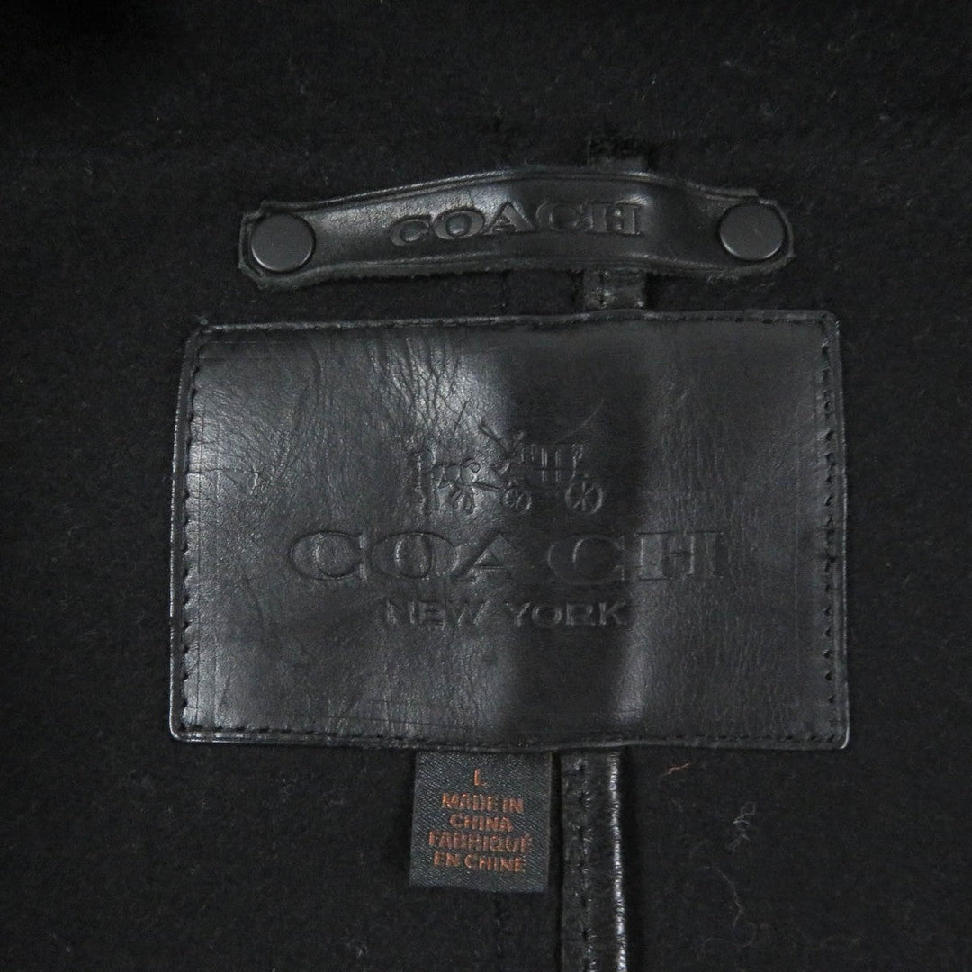 COACH Duffel coat Outer material: 78% wool, Outer material: 22% nylon, Lining: 100% cupra, Leather part: cowhide black mens L Used Authentic