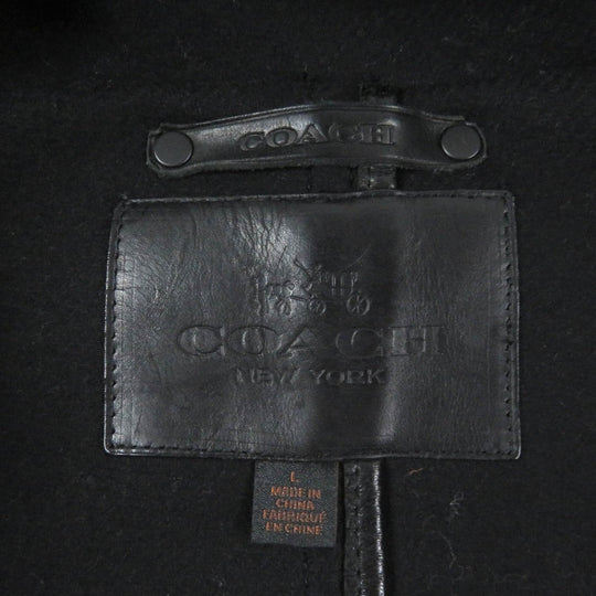 COACH Duffel coat Outer material: 78% wool, Outer material: 22% nylon, Lining: 100% cupra, Leather part: cowhide black mens L Used Authentic