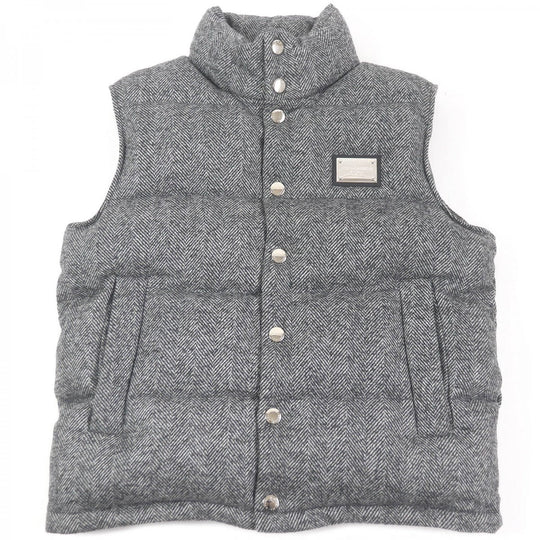 DOLCE&GABBANA Vest G9XP2T Outer: 90% wool, Outer: 10% nylon, Lining: 100% polyester, Filling: 90% down, Filling: 10% feather gray mens 46 Used Authentic