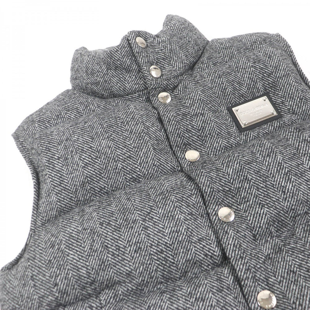 DOLCE&GABBANA Vest G9XP2T Outer: 90% wool, Outer: 10% nylon, Lining: 100% polyester, Filling: 90% down, Filling: 10% feather gray mens 46 Used Authentic