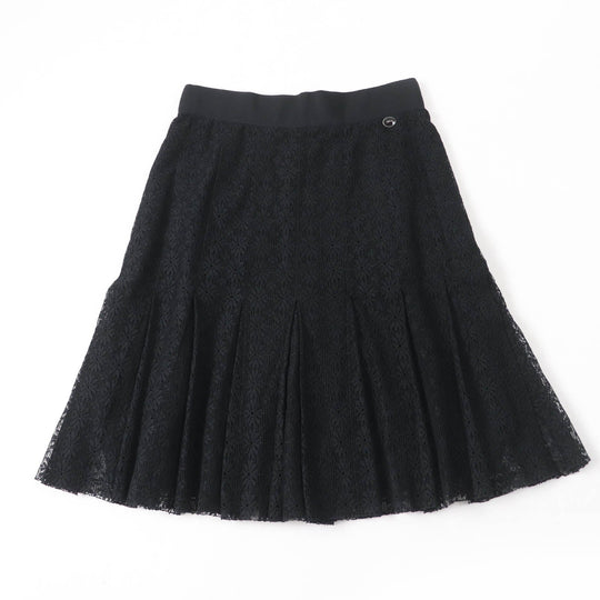 CHANEL Pleated skirt P51456V38481 Main: 94% cotton, Main: 6% nylon, Lining: 100% silk black Women 38 Used Authentic