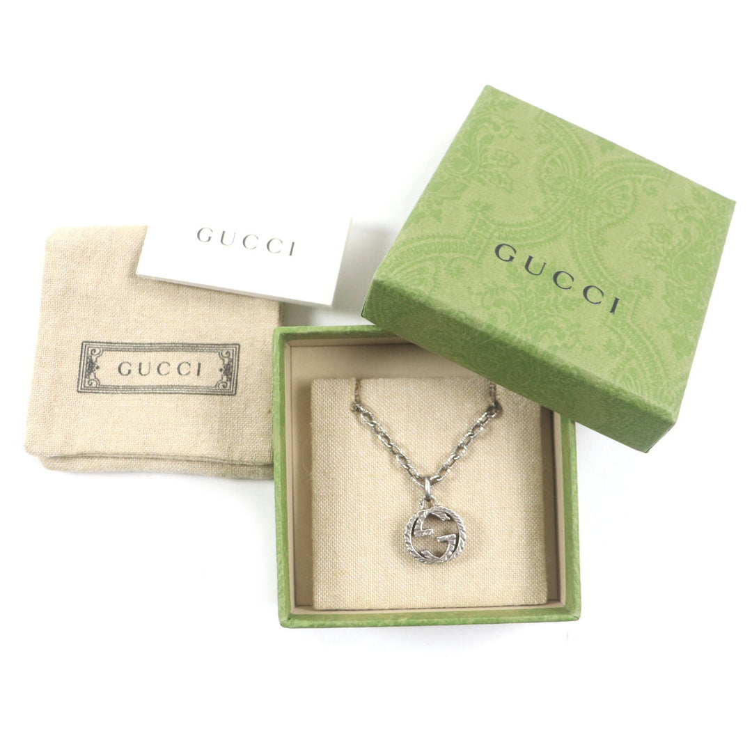 GUCCI Necklace Main�FAG925 Silver Arabesque Interlocking G mens Used Authentic