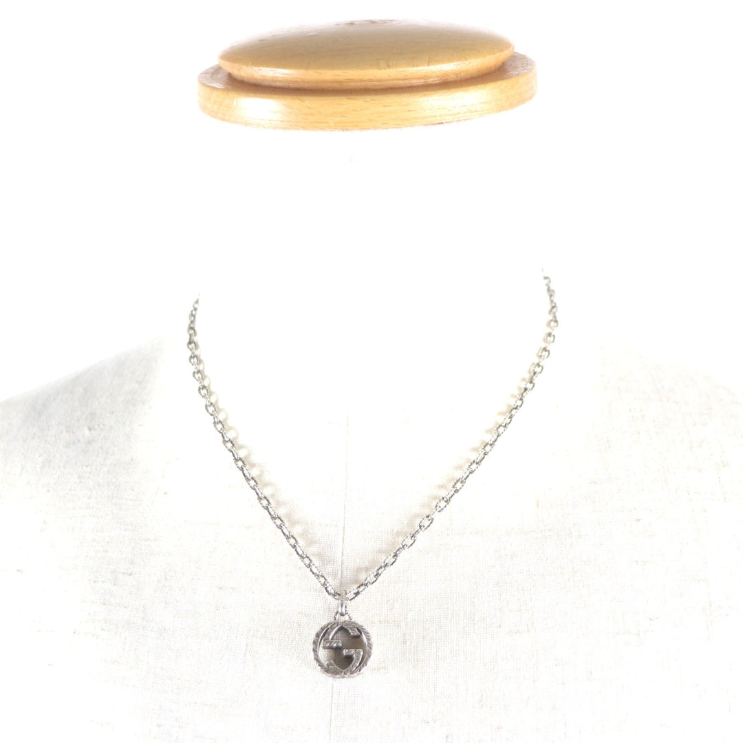 GUCCI Necklace Main�FAG925 Silver Arabesque Interlocking G mens Used Authentic