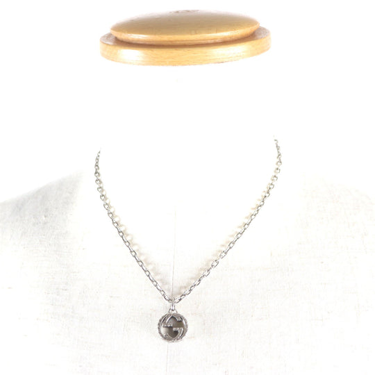 GUCCI Necklace Main�FAG925 Silver Arabesque Interlocking G mens Used Authentic