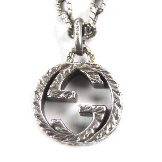 GUCCI Necklace Main�FAG925 Silver Arabesque Interlocking G mens Used Authentic