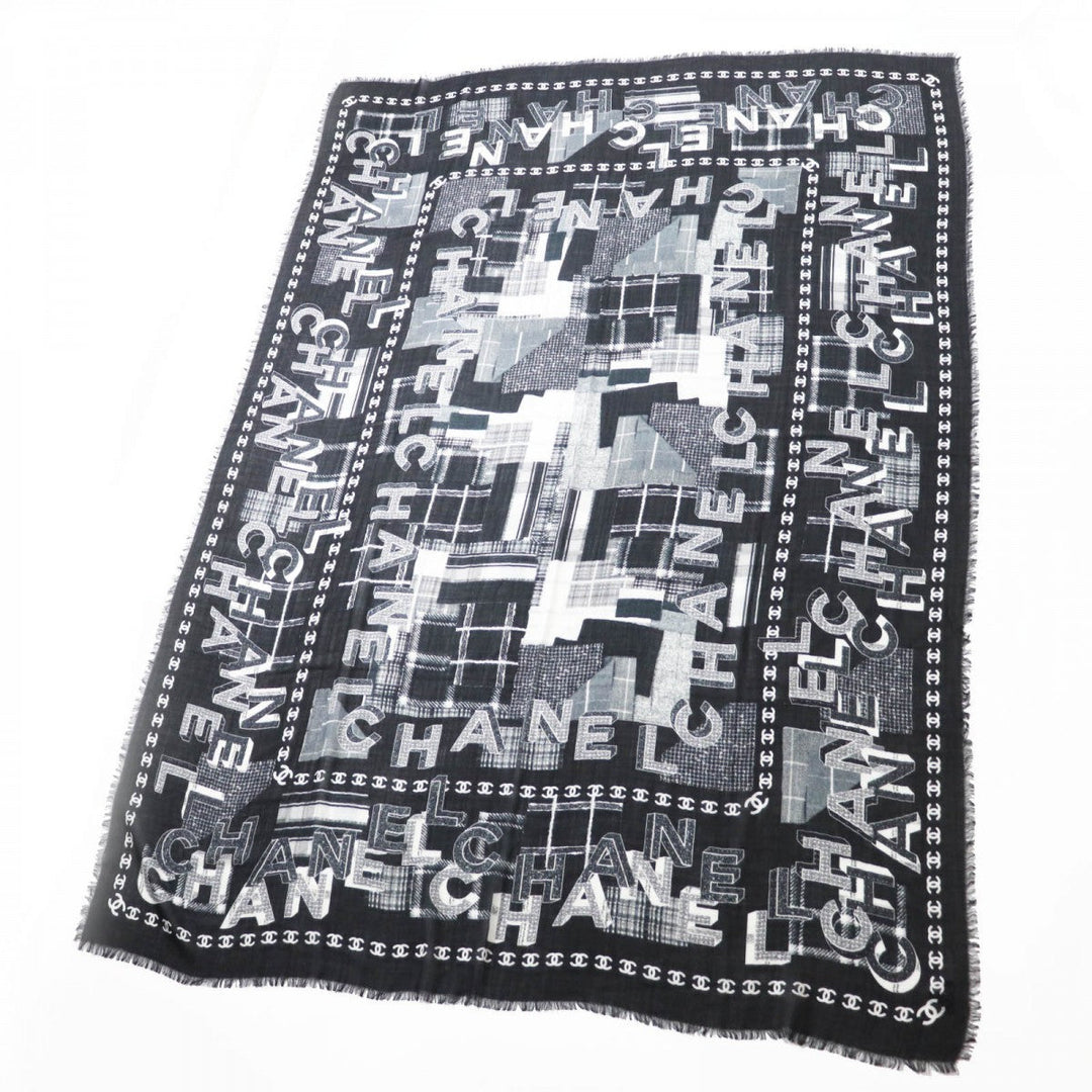 CHANEL scarf 21B Main: 70% wool, Main: 30% cashmere Black White Women Used Authentic