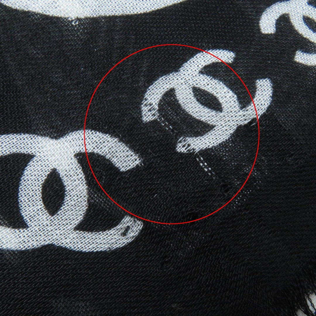 CHANEL scarf 21B Main: 70% wool, Main: 30% cashmere Black White Women Used Authentic
