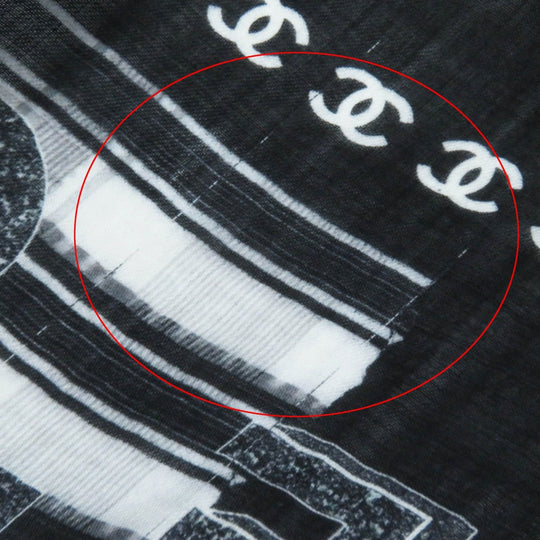 CHANEL scarf 21B Main: 70% wool, Main: 30% cashmere Black White Women Used Authentic
