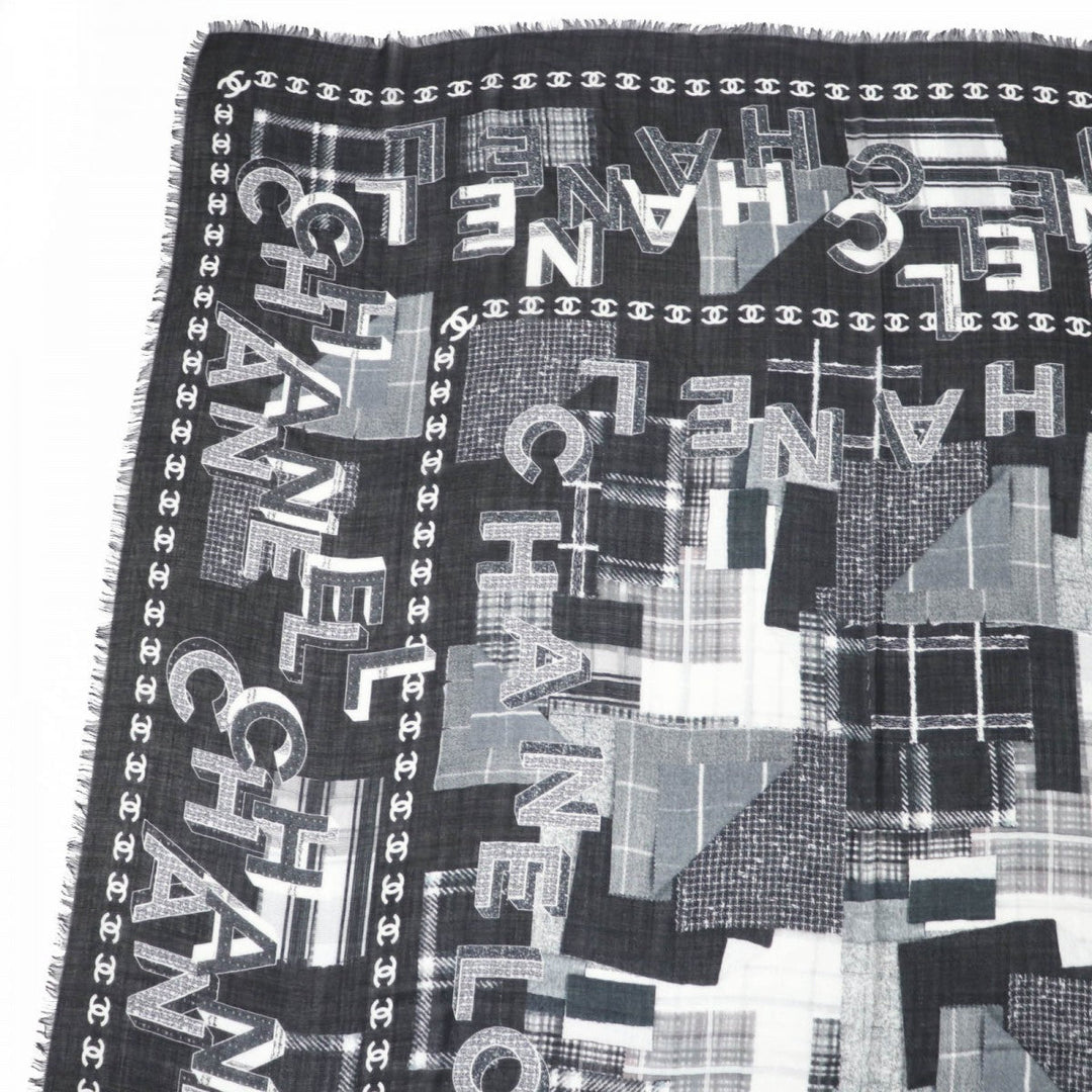 CHANEL scarf 21B Main: 70% wool, Main: 30% cashmere Black White Women Used Authentic