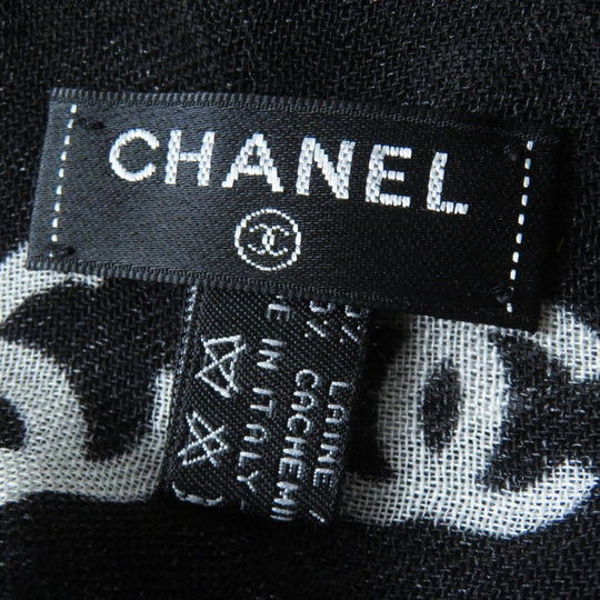 CHANEL scarf 21B Main: 70% wool, Main: 30% cashmere Black White Women Used Authentic