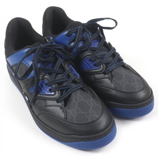 GUCCI Low cut sneakers 724004 Part: Leather Black blue mens 7.5 Used Authentic