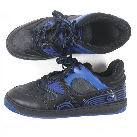 GUCCI Low cut sneakers 724004 Part: Leather Black blue mens 7.5 Used Authentic