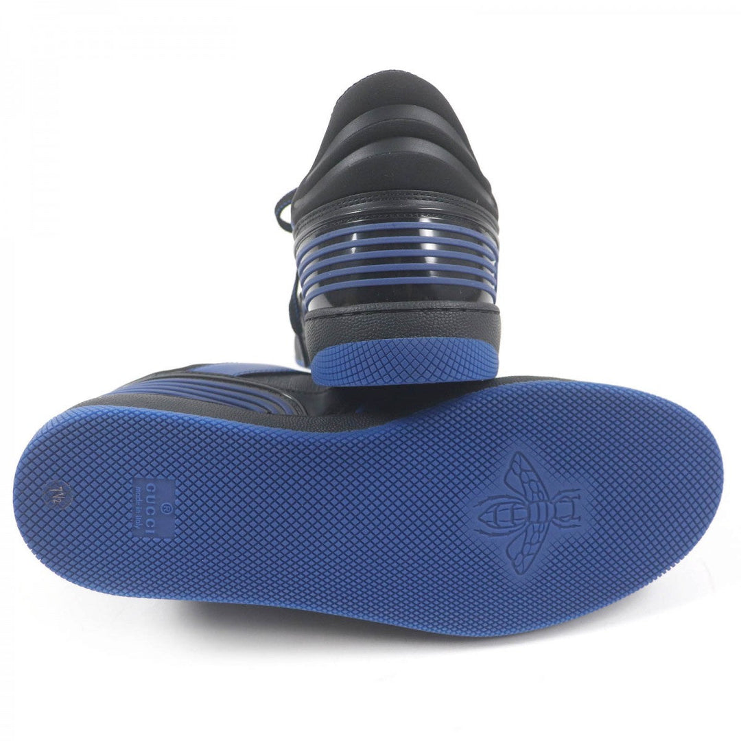 GUCCI Low cut sneakers 724004 Part: Leather Black blue mens 7.5 Used Authentic